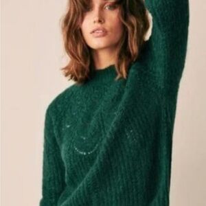 Sezane La Maille Paulin Deep Green Crew Neck Sweater